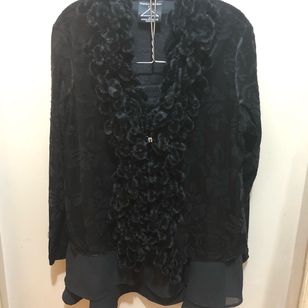 Anthony MarcHankins collections two piece black jacket and skirt